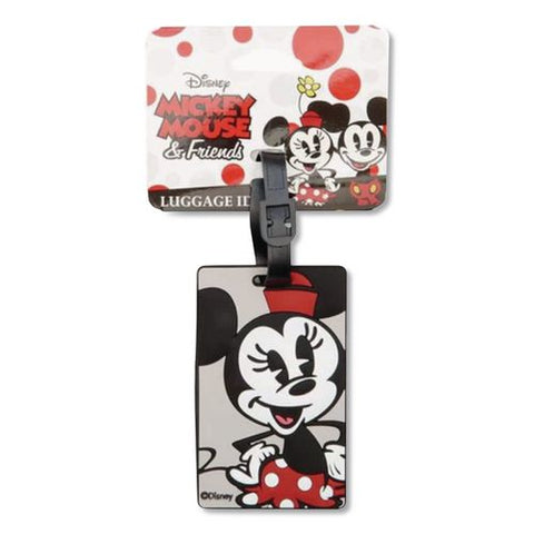 Disney Minnie Mouse Luggage Tag, Molded Rubber, Gray/black/red