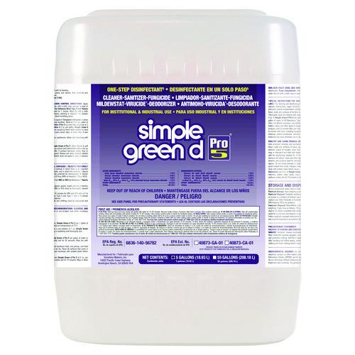 D Pro 5 Disinfectant, Unscented, 5 Gal Jug