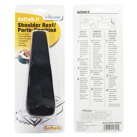 Softalk Ii Telephone Shoulder Rest, 2 X 6.75 X 2.5, Black