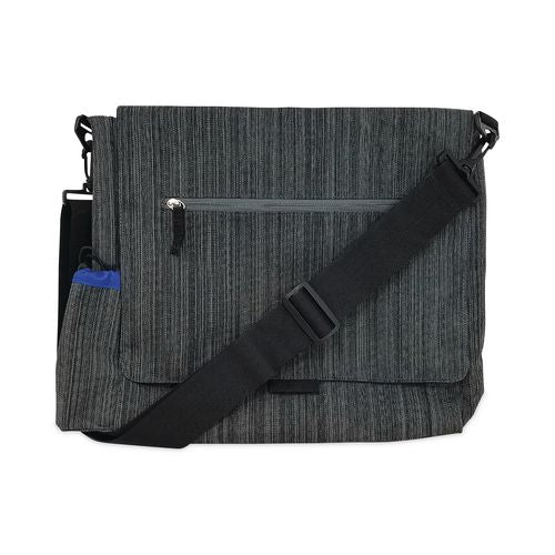 Fabric Casual Messenger Bag, Charcoal/cobalt