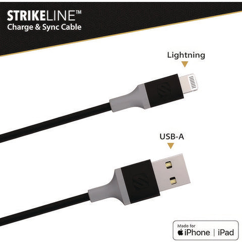 Strikeline Usb-a To Apple Lightning Charge And Sync Cable, 4 Ft, Black