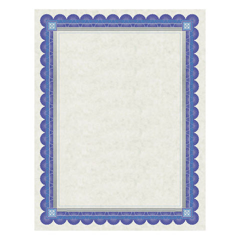 Parchment Certificates, Academic, 8.5 X 11, Ivory With Blue/silver Foil Border, 15/pack