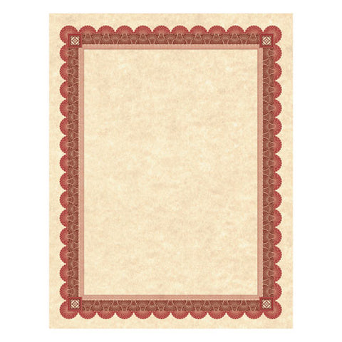 Parchment Certificates, Academic, 8.5 X 11, Copper With Red/brown Border, 25/pack