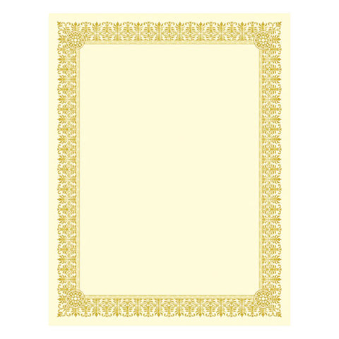 Premium Certificates, 8.5 X 11, Ivory/gold With Fleur Gold Foil Border, 15/pack