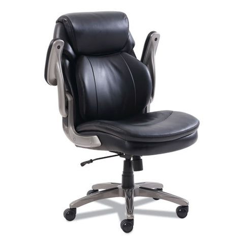 Cosset Mid-back Executive Chair, Supports Up To 275 Lb, 18.5" To 21.5" Seat Height, Black Seat/back, Slate Base