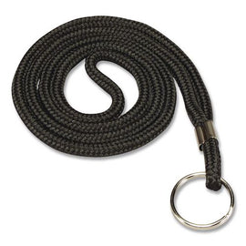 Rope Lanyard, Metal Ring Fastener, 36" Long, Black