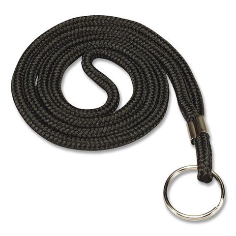 Rope Lanyard, Metal Ring Fastener, 36" Long, Black