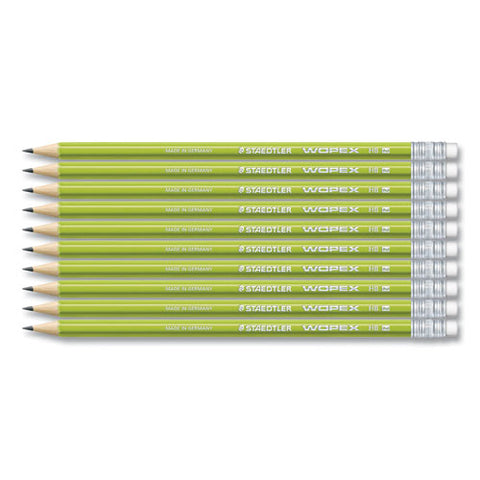 Wopex Extruded Pencil, Hb (#2), Black Lead, Green Barrel, 10/pack