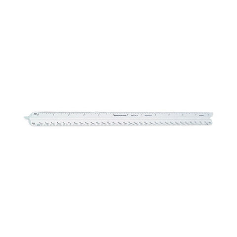 Triangular Scale Plastic Architects Ruler, 12" Long, Plastic, White