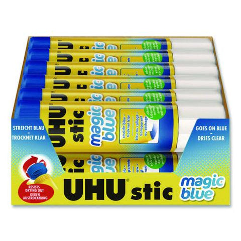 Glue Stick, 21 G, Applies Blue, Dries Clear, 12/pack