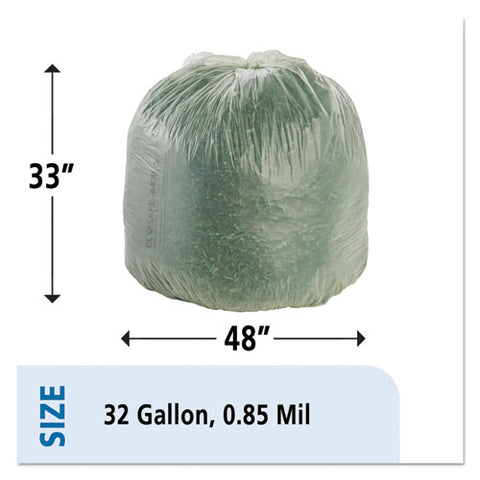 Ecosafe-6400 Bags, 32 Gal, 0.85 Mil, 33" X 48", Green, 50/box