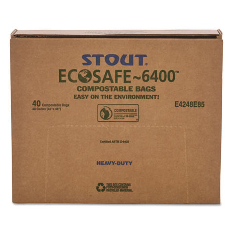 Ecosafe-6400 Bags, 48 Gal, 0.85 Mil, 42" X 48", Green, 40/box