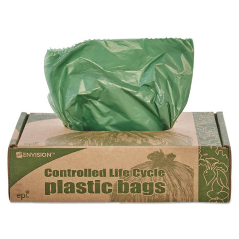 Controlled Life-cycle Plastic Trash Bags, 33 Gal, 1.1 Mil, 33" X 40", Green, 40/box