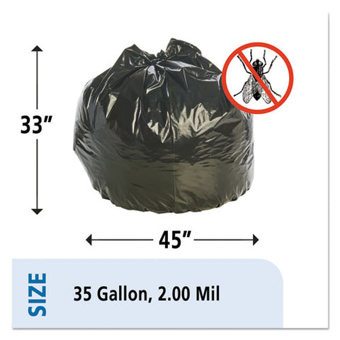 Insect-repellent Trash Bags, 35 Gal, 2 Mil, 33" X 45", Black, 80/box