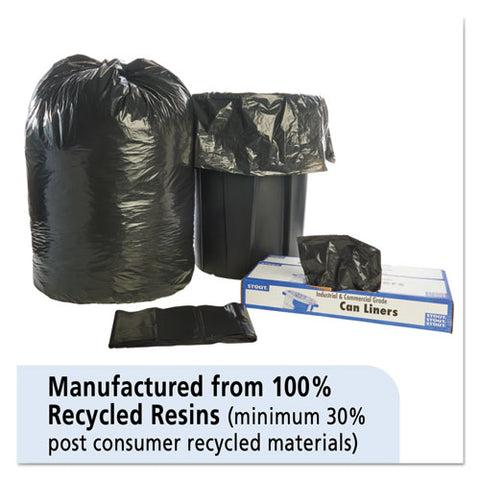 Total Recycled Content Plastic Trash Bags, 60 Gal, 1.5 Mil, 38" X 60", Black/brown, 100/carton