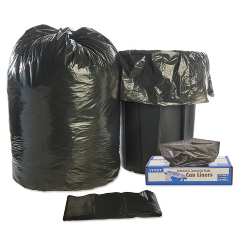 Total Recycled Content Plastic Trash Bags, 56 Gal, 1.5 Mil, 43" X 49", Black/brown, 100/carton