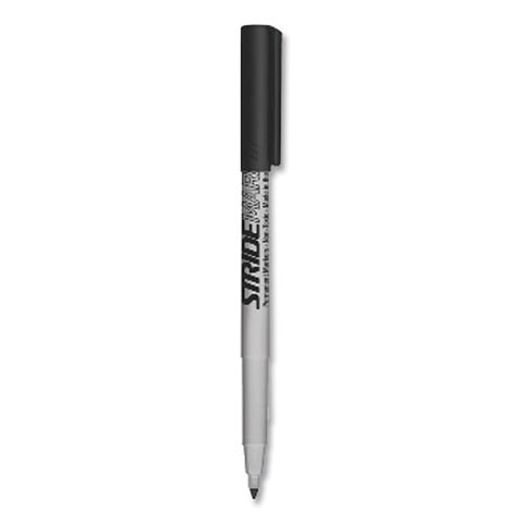 Stridemark Permanent Marker, Fine Bullet Tip, Black, 12/box