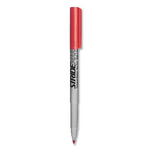 Stridemark Tank Permanent Marker, Broad Chisel Tip, Red, 12/pack