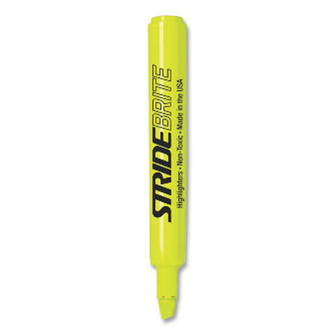 Stridebrite Tank Highlighter, Fluorescent Yellow Ink, Chisel Tip, Yellow Barrel, 12/box