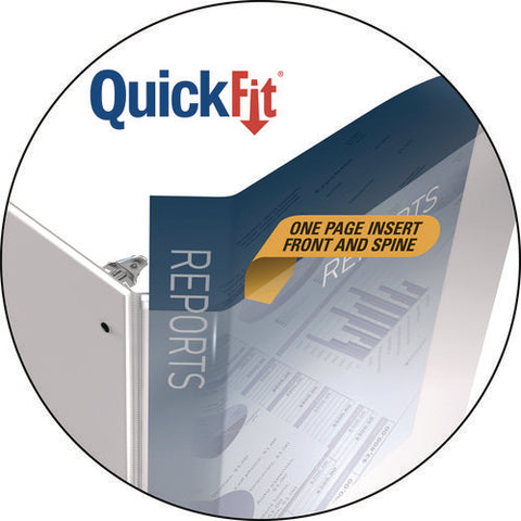 Quickfit D-ring View Binder, 3 Rings, 2" Capacity, 11 X 8.5, White