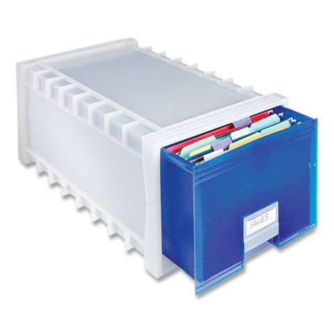 Archive Storage Drawers, Letter/legal Files, 15.3" X 24.25" X 11.38", Blue/white