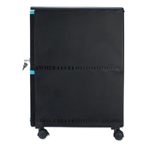 Two-drawer Mobile Filing Cabinet, 2 Legal/letter-size File Drawers, Black/teal, 14.75" X 18.25" X 26"