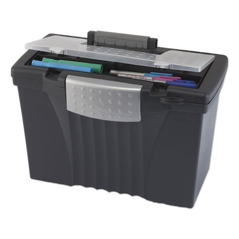 Portable Letter/legal Filebox With Organizer Lid, Letter/legal Files, 14.5" X 10.5" X 12", Black