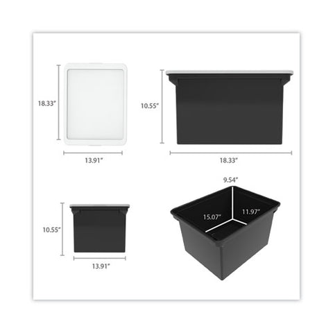 Plastic File Tote, Letter/legal Files, 18.5" X 14.25" X 10.88", Black/clear