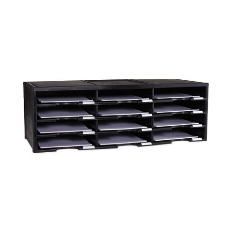 Storex Literature Organizer, 12 Compartments, 10.63 X 13.3 X 31.4, Black