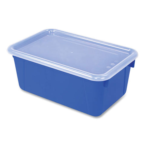 Cubby Bin With Lid, 1 Section, 2 Gal, 8.2 X 12.5 X 11.5, Blue, 5/pack