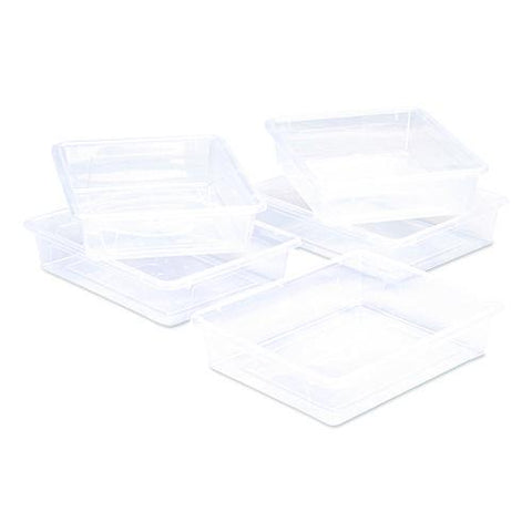 Storage Tray, Flat, 1.69 Gal, 10.65" X 13.17" X 2.96", Translucent, 5/pack