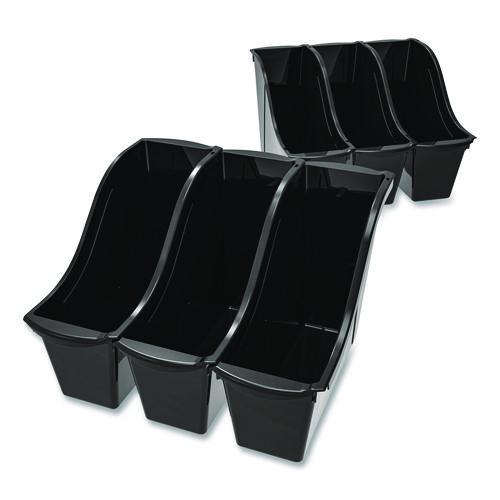 Small Book Bin, 1.5 Gal, 4.5" X 11.75" X 8.5", Black, 6/pack