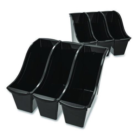 Small Book Bin, 1.5 Gal, 4.5" X 11.75" X 8.5", Black, 6/pack
