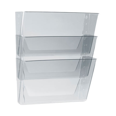 Wall File, 3 Sections, Letter Size, 13" X 4" X 14", Clear, 3/set