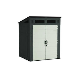 Modernist Storage Shed, 200 Cu Ft, 6 Ft 2.5" X 5 Ft 8.25" X 7 Ft 5.75", Peppercorn/black/passive