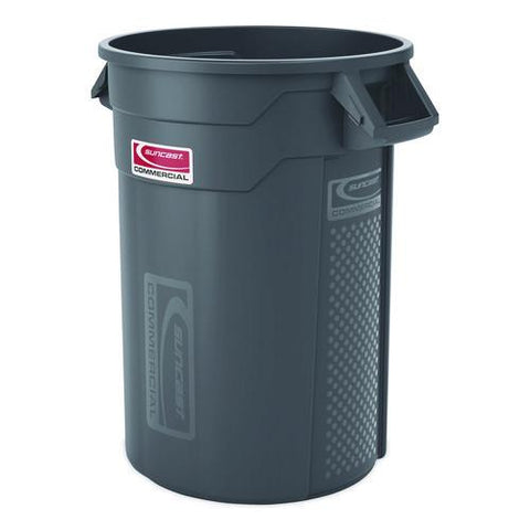 Injection Molded Utility Trash Can, 32 Gal, Plastic/resin, Gray