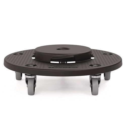 Utility Trash Can Dolly, 350 Lb Capacity, 20.75" X 6.5", Black, 2/pack
