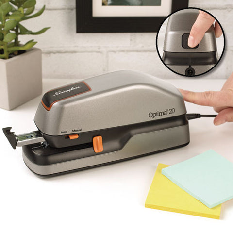 Optima 20 Electric Stapler, 20-sheet Capacity, Silver