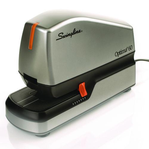 Optima 60 Electric Stapler, 60-sheet Capacity, Silver/black/orange