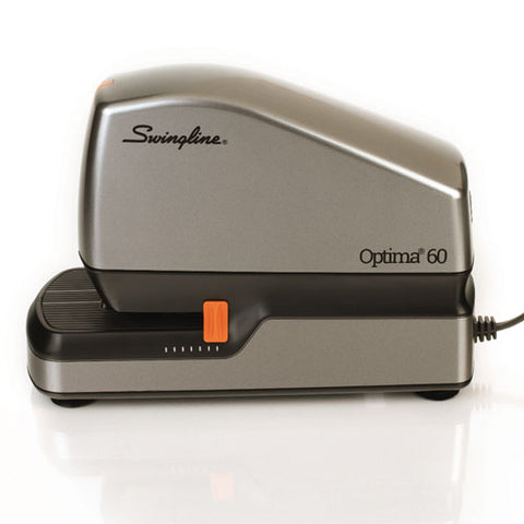 Optima 60 Electric Stapler, 60-sheet Capacity, Silver/black/orange