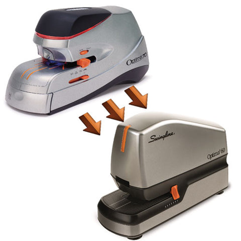 Optima 60 Electric Stapler, 60-sheet Capacity, Silver/black/orange