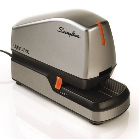 Optima 60 Electric Stapler, 60-sheet Capacity, Silver/black/orange