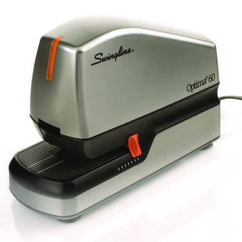 Optima 60 Electric Stapler, 60-sheet Capacity, Silver/black/orange