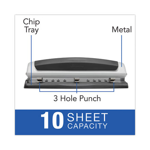 10-sheet Precision Pro Desktop Two- To Three-hole Punch, 9/32" Holes