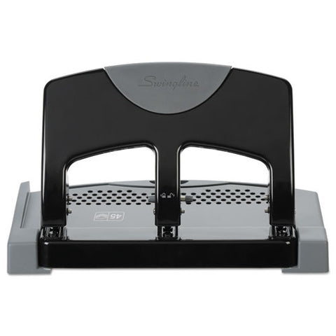 45-sheet Smarttouch Three-hole Punch, 9/32" Holes, Black/gray