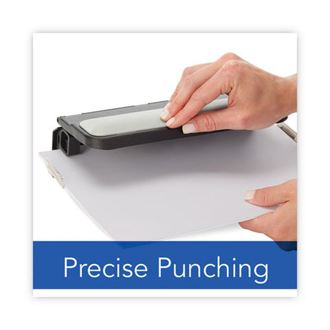 32-sheet Easy Touch Two- To Three-hole Punch With Cintamatic Centering, 9/32" Holes, Black/gray