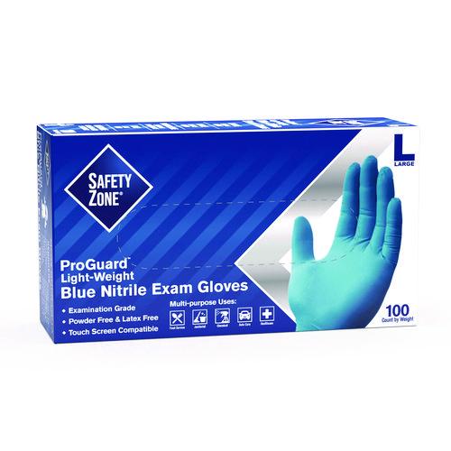 Proguard Nitrile Gloves, Powder-free, 3 Mil, Blue, Large, 1,000/carton