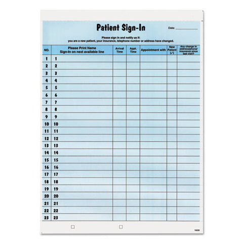 Patient Sign-in Label Forms, Two-part Carbon, 8.5 X 11.63, Blue Sheets, 125 Forms Total