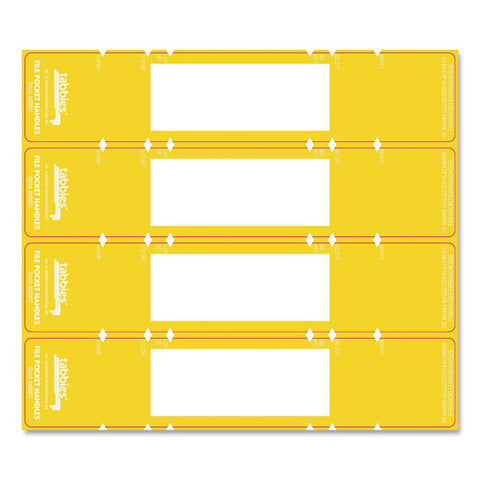 File Pocket Handles, 9.63 X 2, Yellow/white, 4/sheet, 12 Sheets/pack