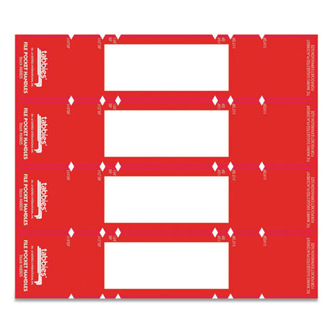 File Pocket Handles, 9.63 X 2, Red/white, 4/sheet, 12 Sheets/pack